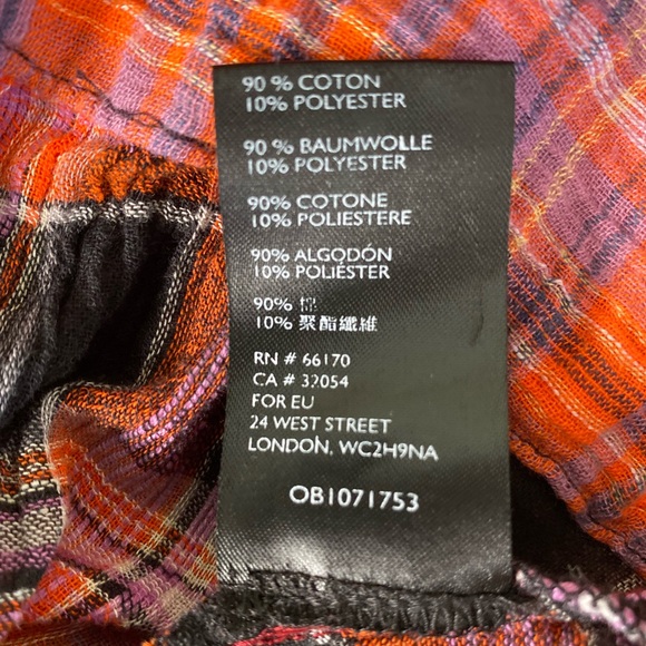 Free People We the Free Womens Multicolor Plaid Tie Waist Button Up Top Size M - Picture 8 of 12